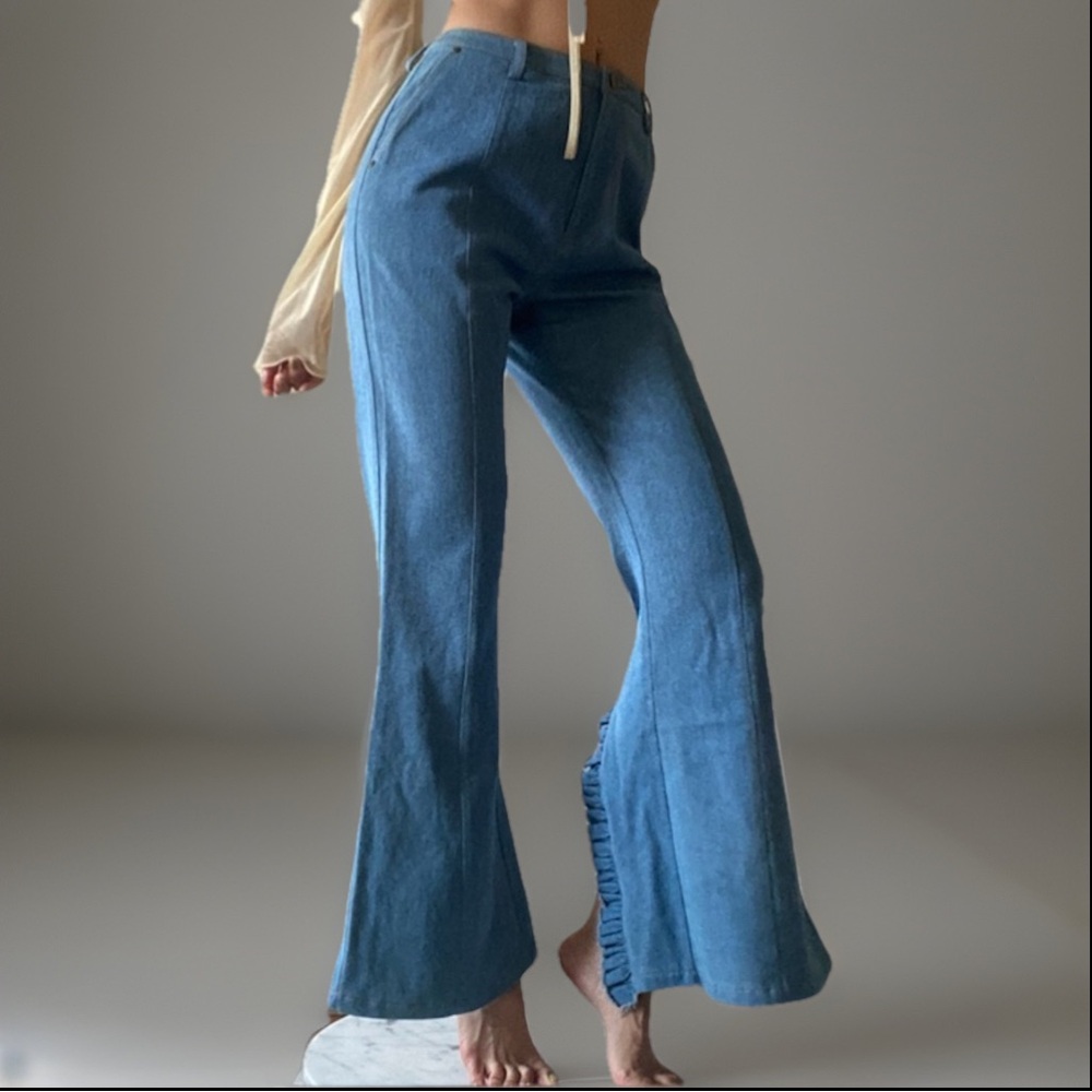 Calvin Luo Runway Denim High Waist Retro Flare Jeans Size 24”